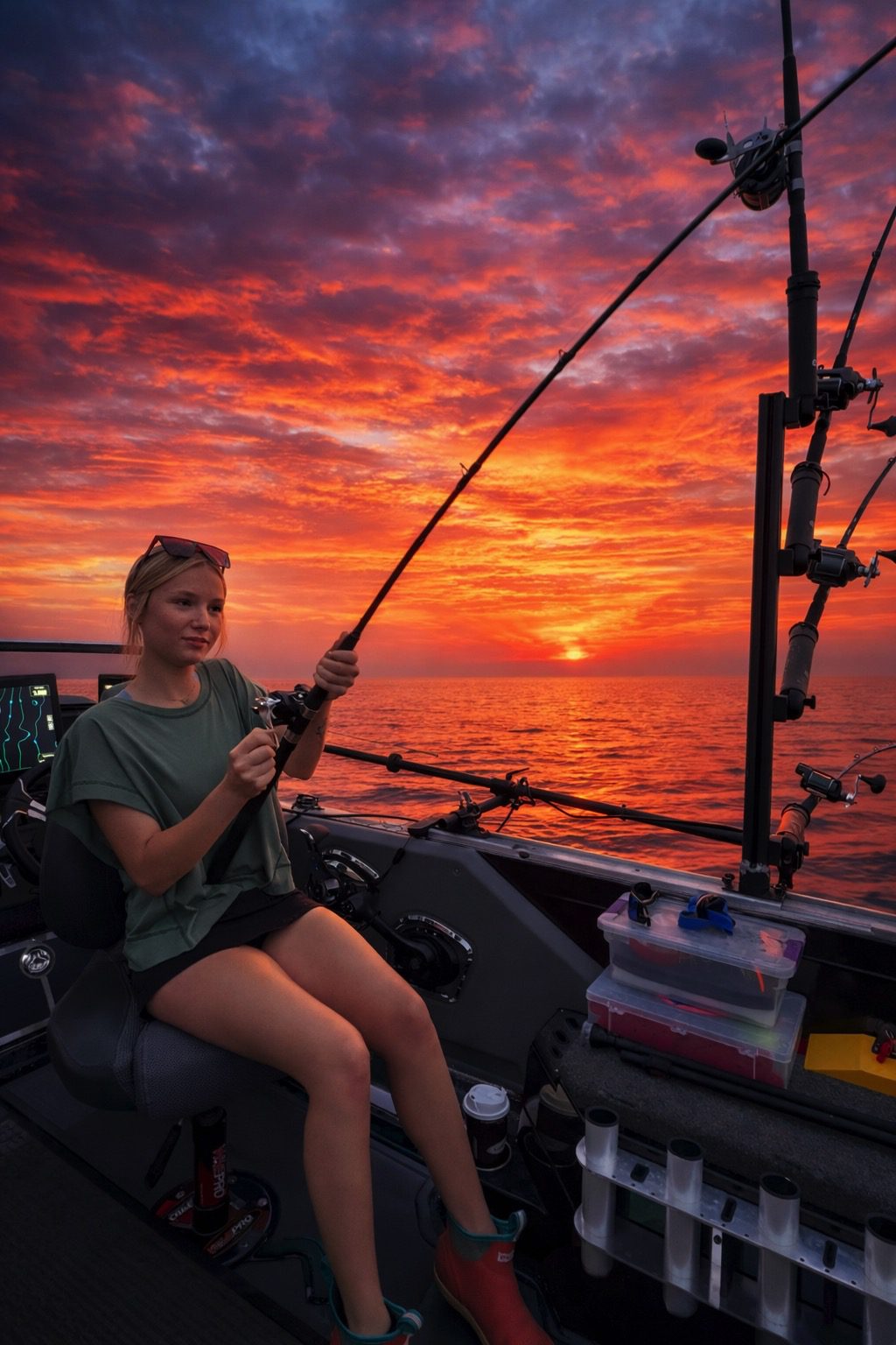A rig for charter fishing for Salmon on Lake Michigan